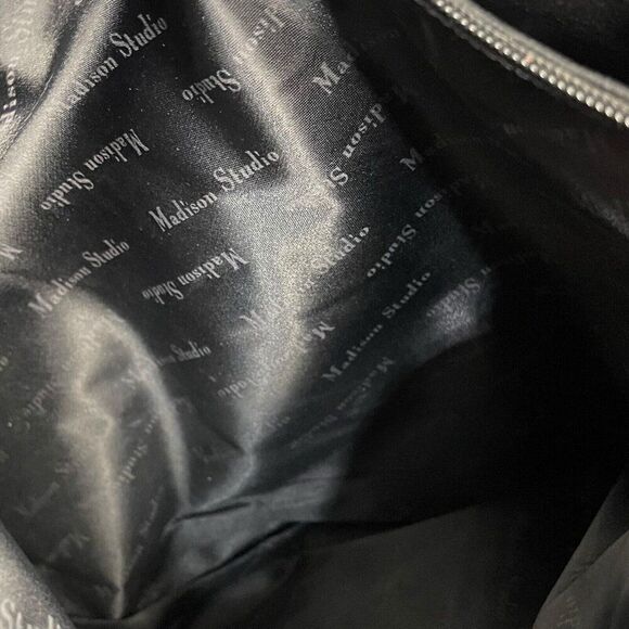 Madison Studio Leather Shoulder Bag Women's Black Pockets Retro Lined Zip - Picture 4 of 15